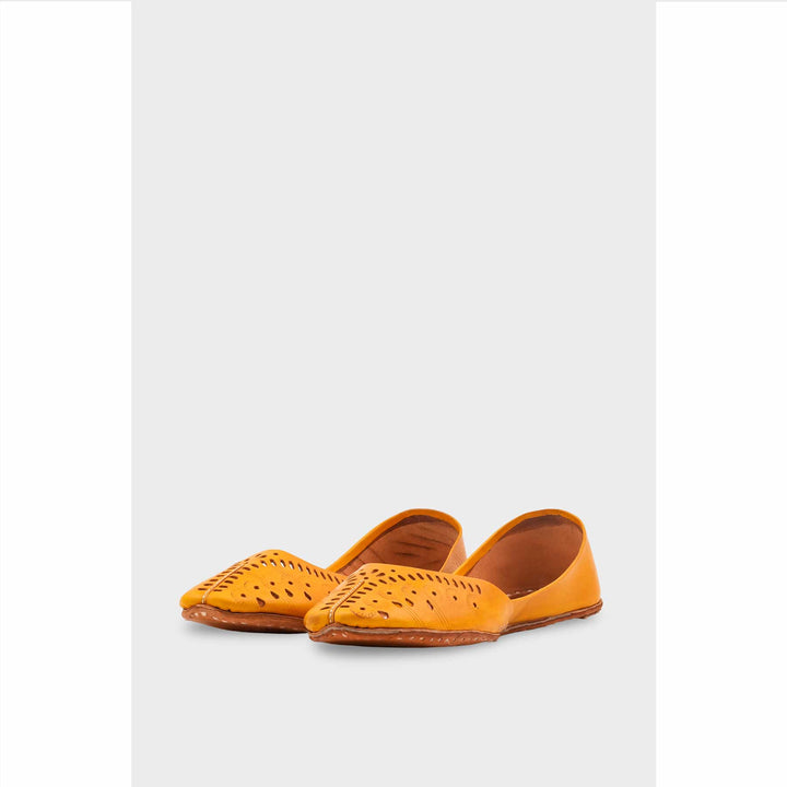 Mustard Leather Khussa For Women EC8694