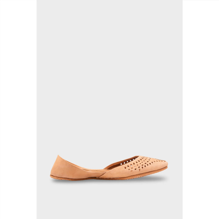 Beige Leather Khussa For Women EC8694