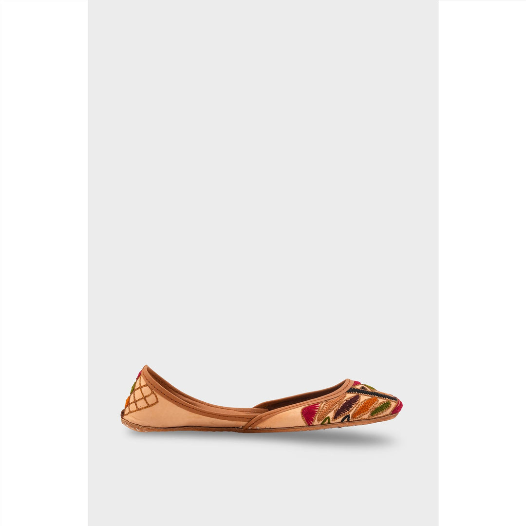 Beige Leather Khussa For Women EC8698