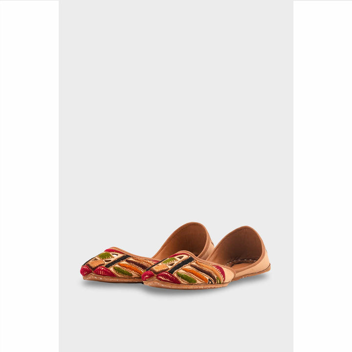 Beige Leather Khussa For Women EC8698