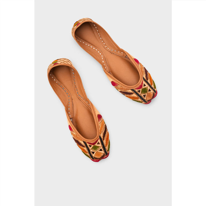 Beige Leather Khussa For Women EC8698