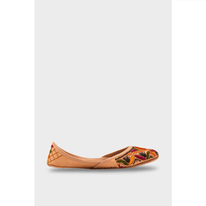 Beige Leather Khussa For Women EC8699