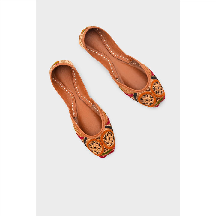 Beige Leather Khussa For Women EC8700