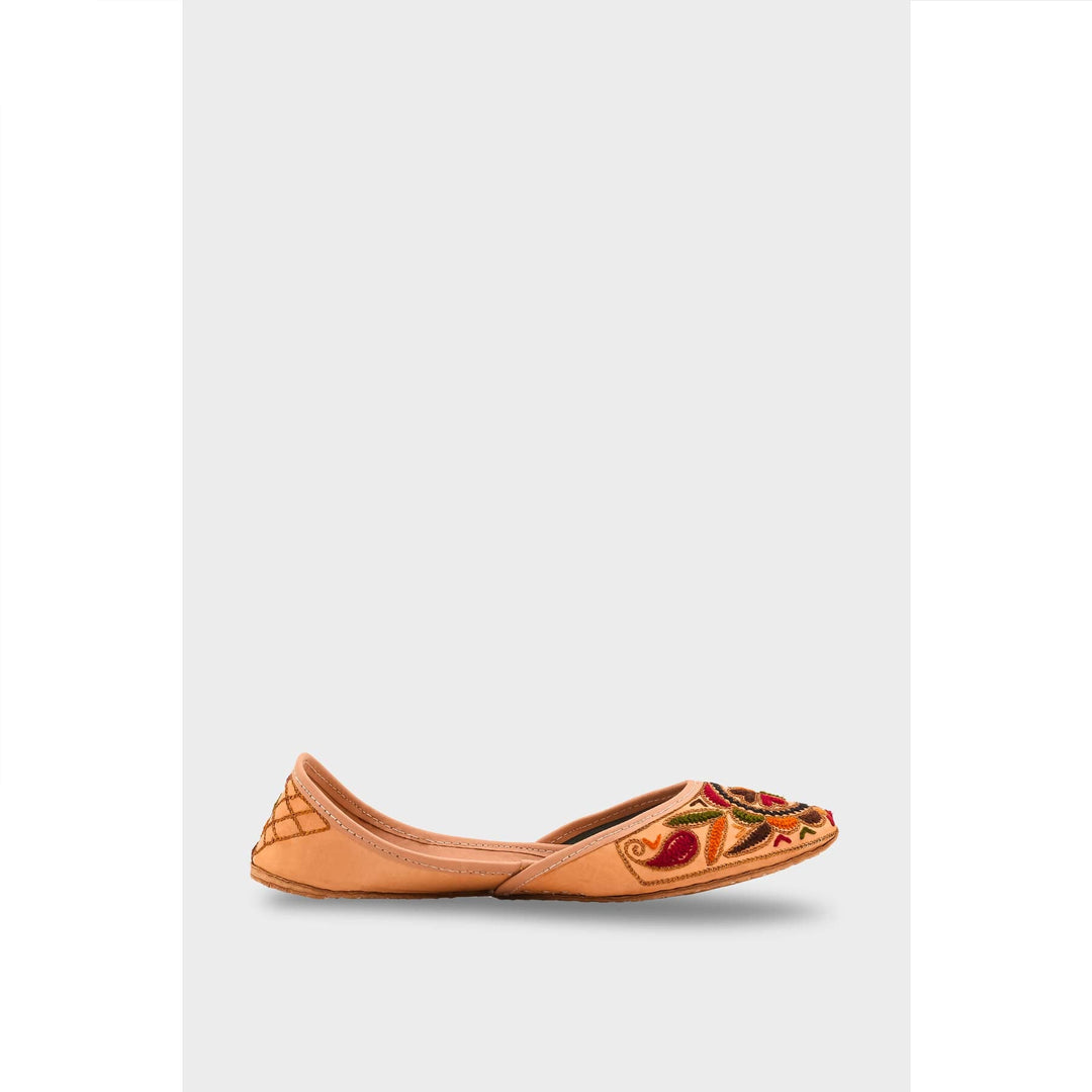 Beige Leather Khussa For Women EC8702
