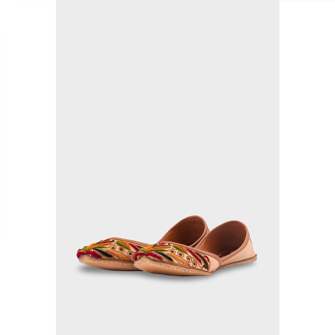 Beige Leather Khussa For Women EC8705