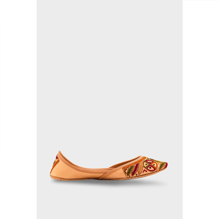 Beige Leather Khussa For Women EC8706