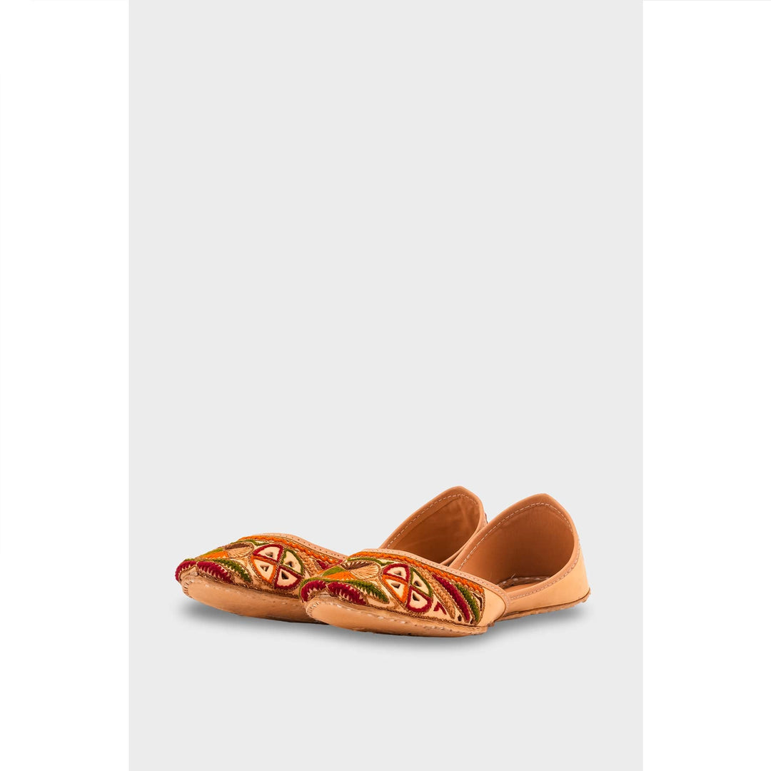Beige Leather Khussa For Women EC8706