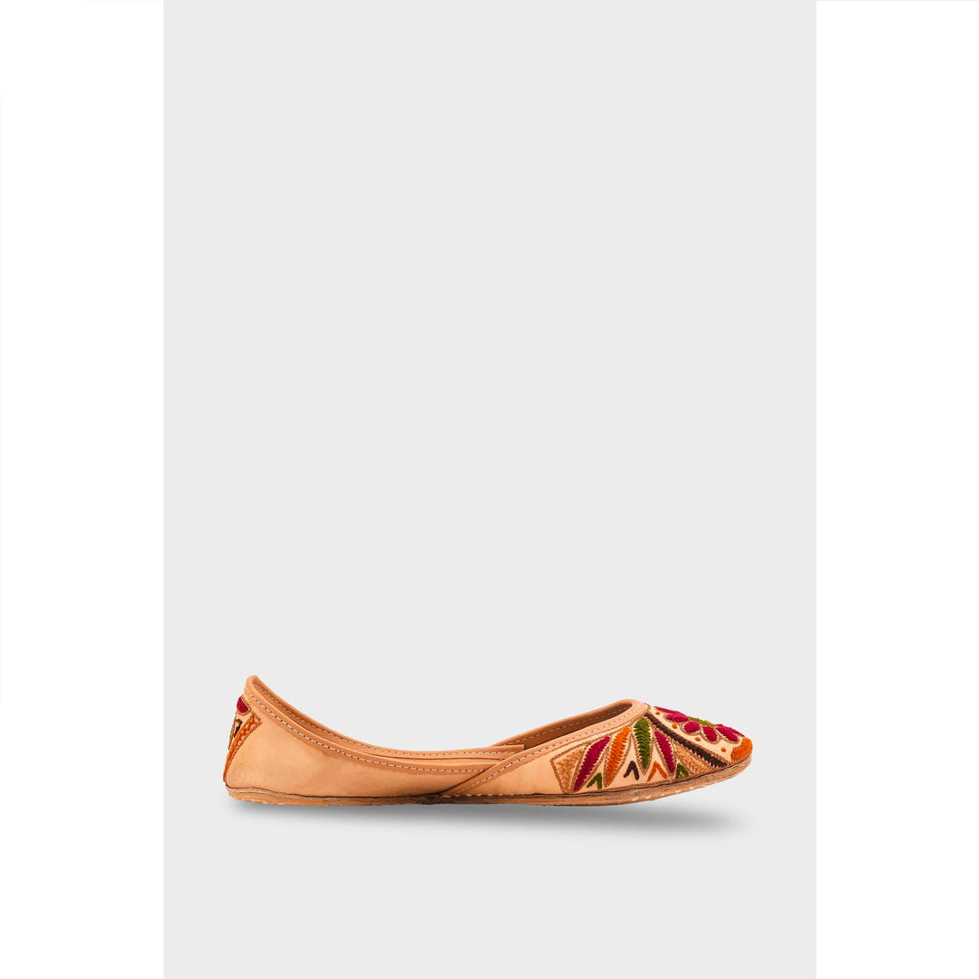 Beige Leather Khussa For Women EC8707