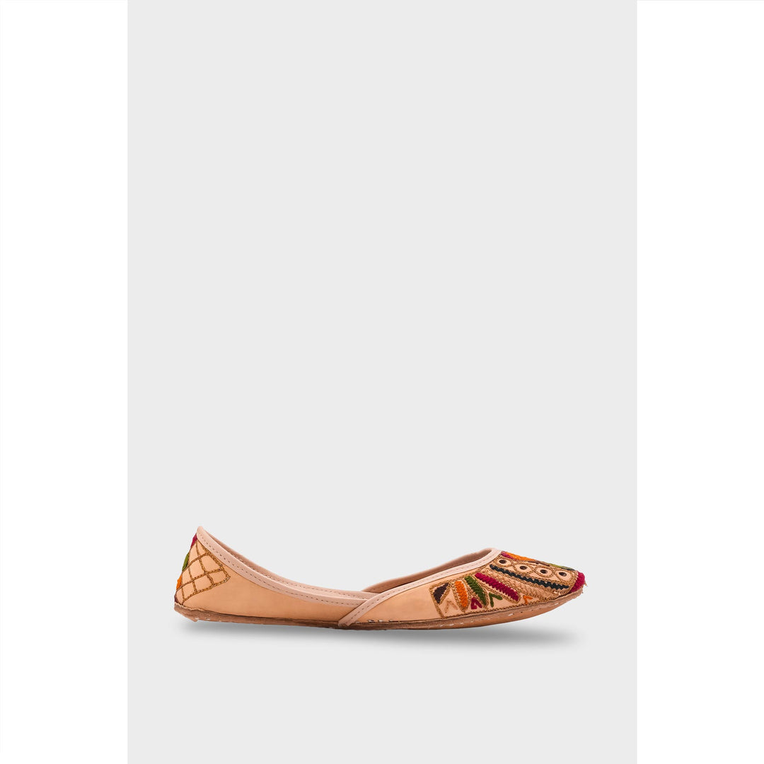 Beige Leather Khussa For Women EC8708