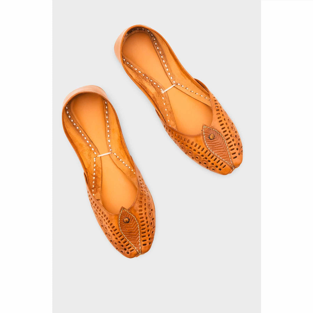 Mustard Leather Khussa For Women EC8710