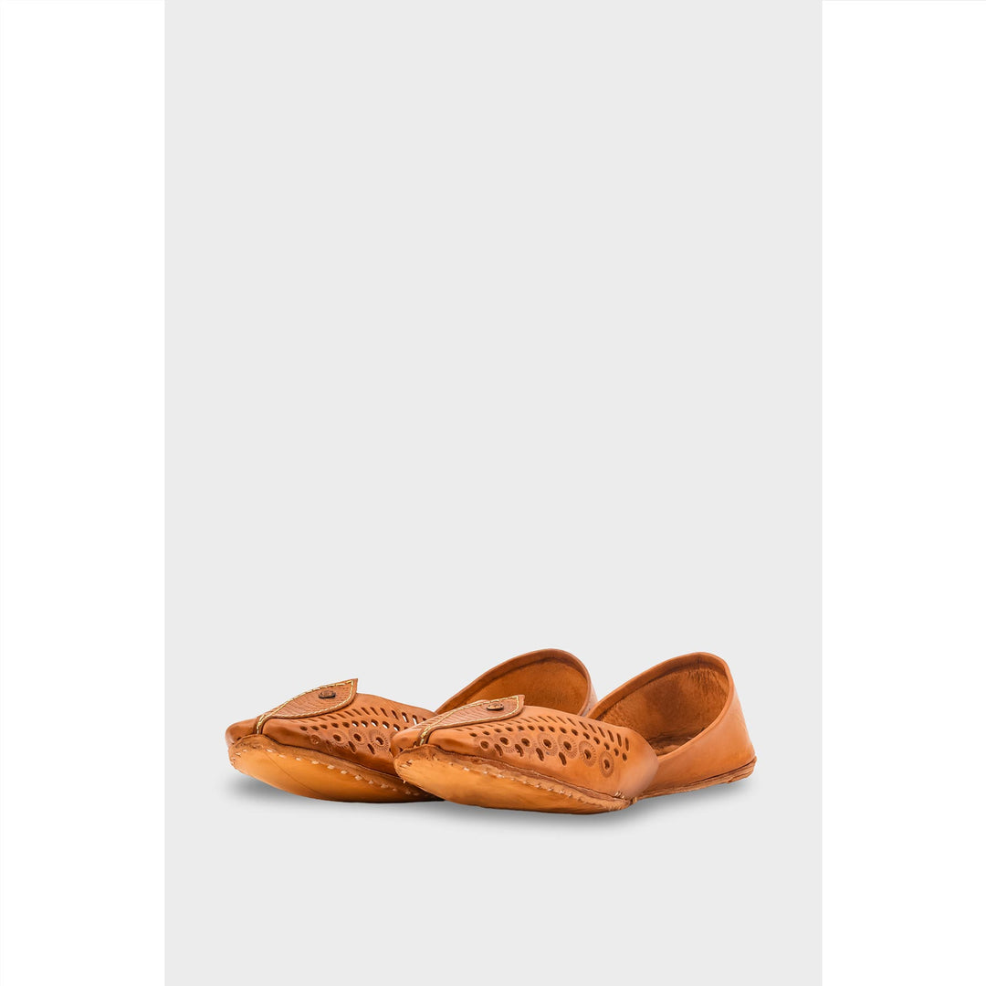 Mustard Leather Khussa For Women EC8710