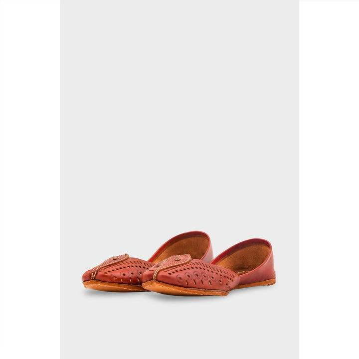 Red Leather Khussa For Women EC8710