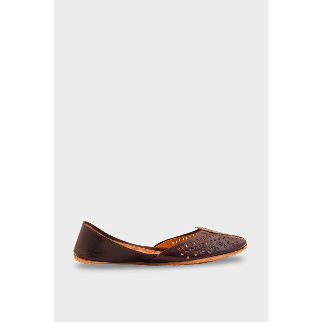 Coffee Leather Khussa For Women EC8710
