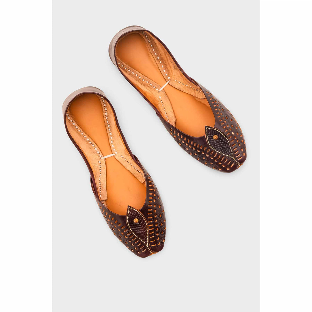 Coffee Leather Khussa For Women EC8710