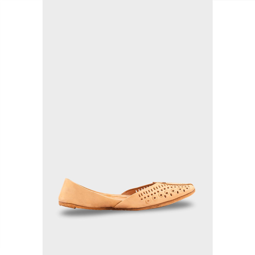 Beige Leather Khussa For Women EC8710