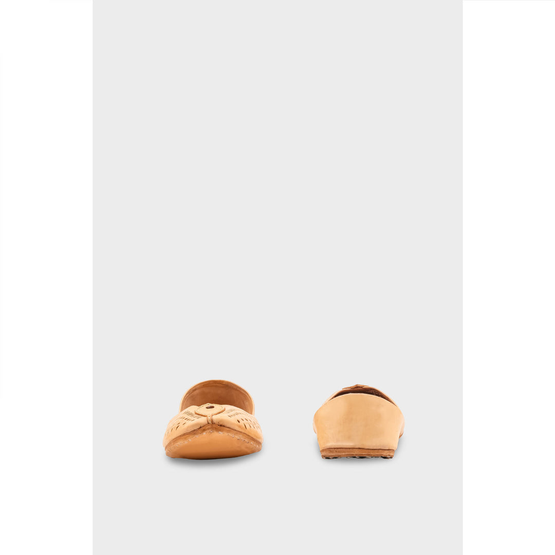 Beige Leather Khussa For Women EC8710