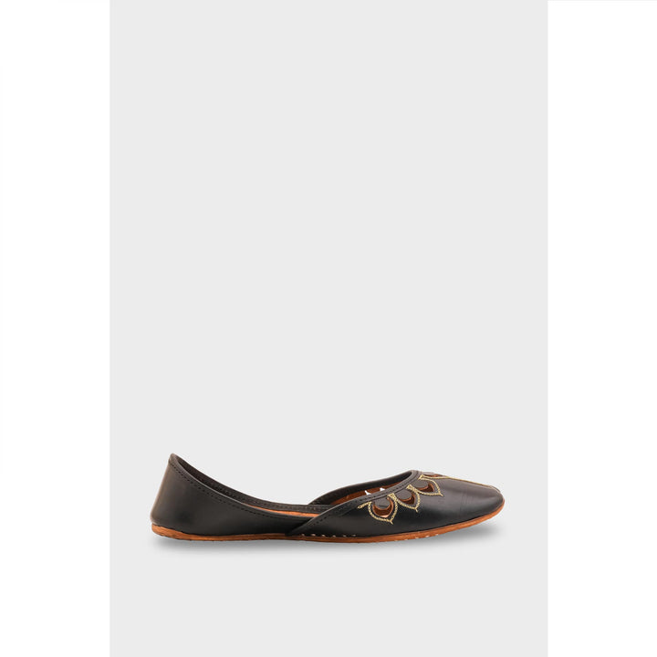 Black Leather Khussa For Women EC8711