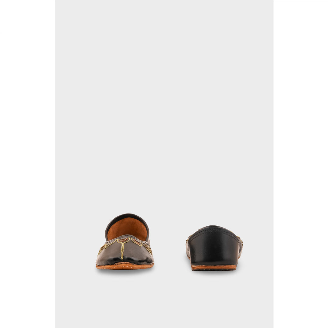 Black Leather Khussa For Women EC8711