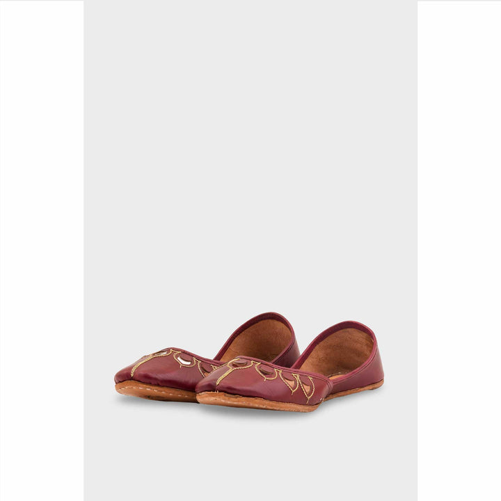 Maroon Leather Khussa For Women EC8711