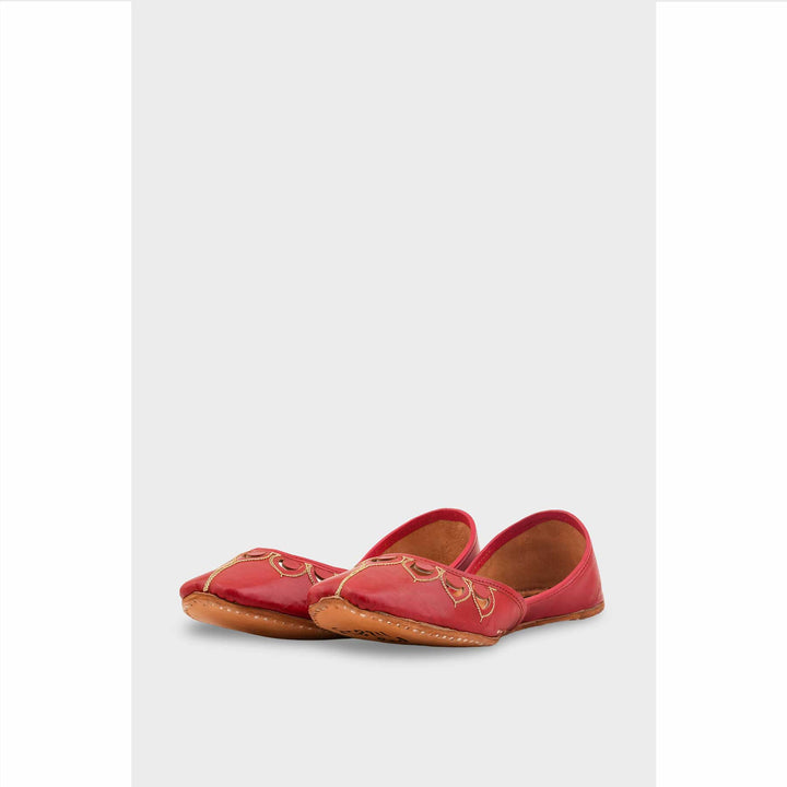 Red Leather Khussa For Women EC8711