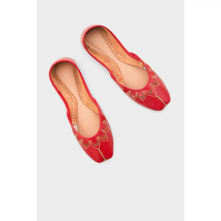 Red Leather Khussa For Women EC8711