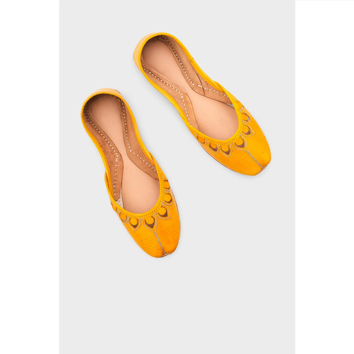 Yellow Leather Khussa For Women EC8711