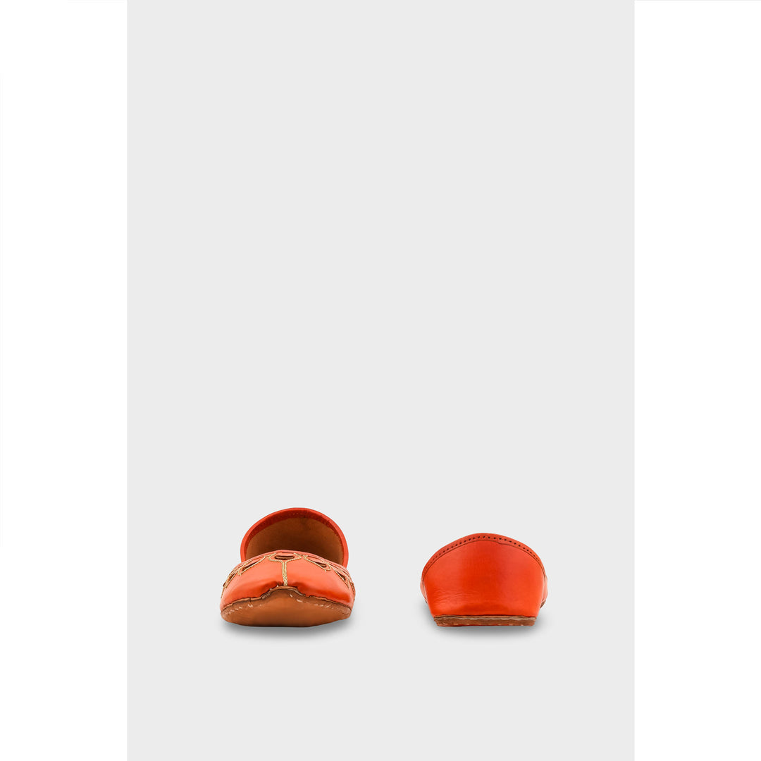 Orange Leather Khussa For Women EC8711