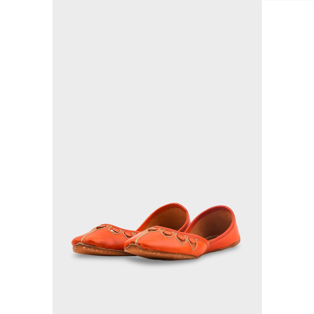 Orange Leather Khussa For Women EC8711