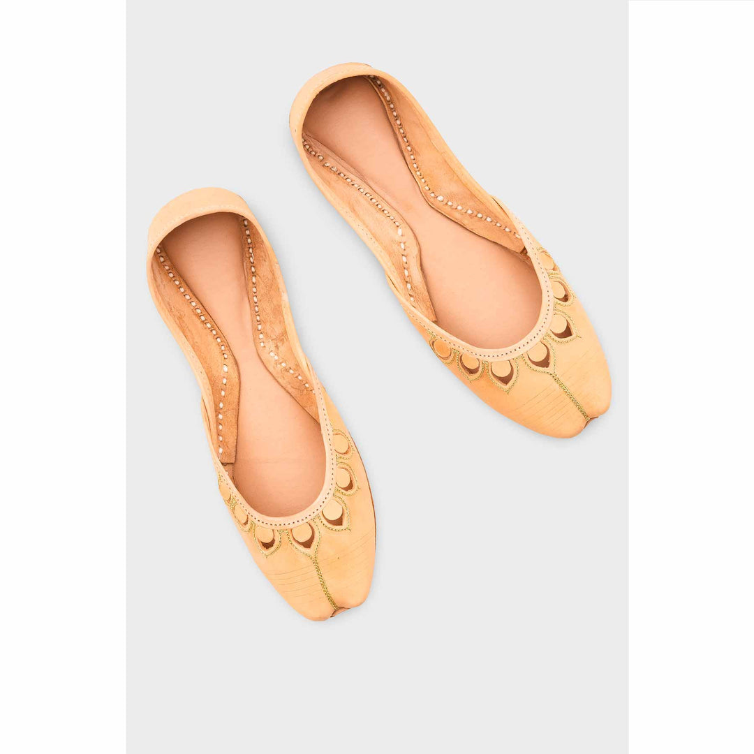 Beige Leather Khussa For Women EC8711