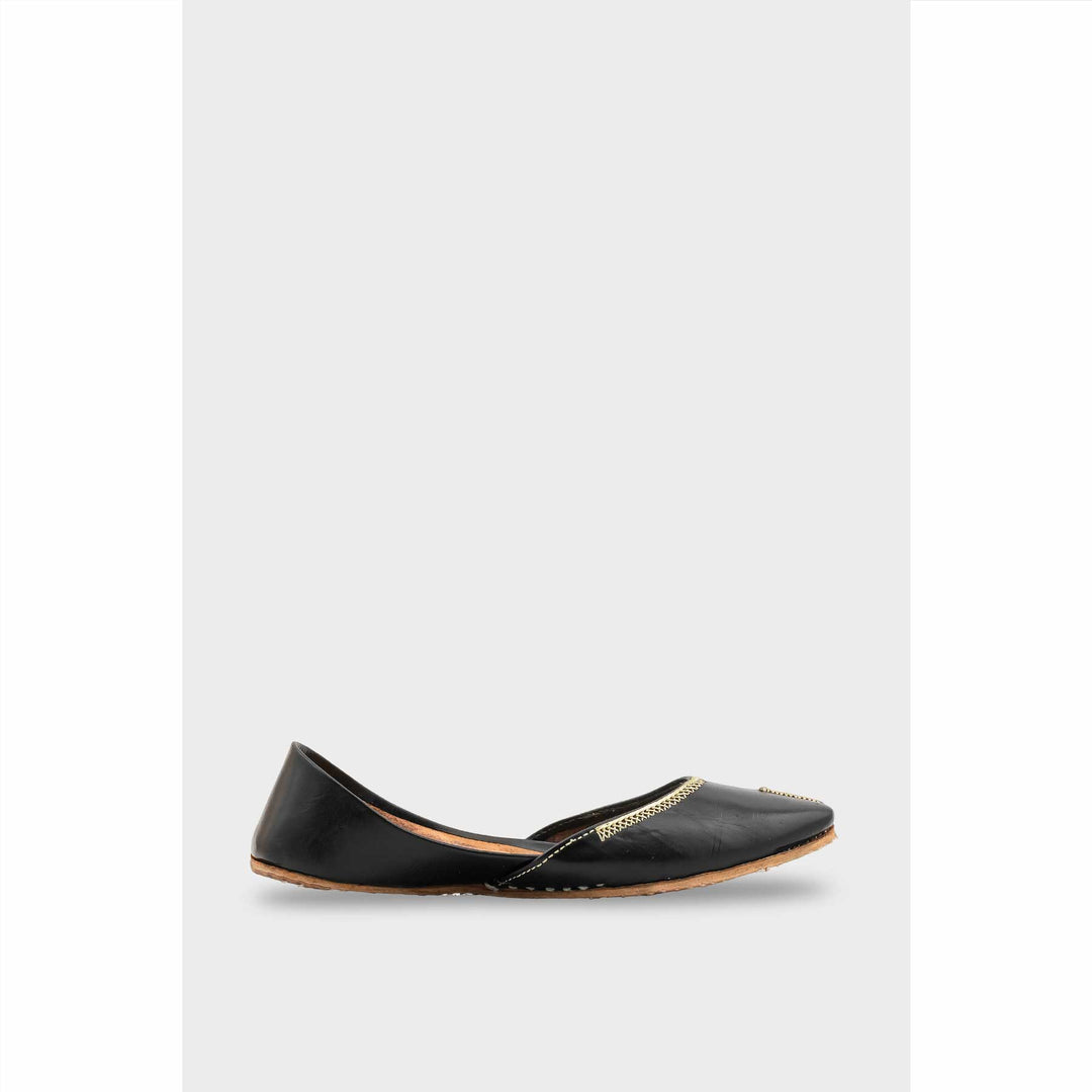 Black Leather Khussa For Women EC8712