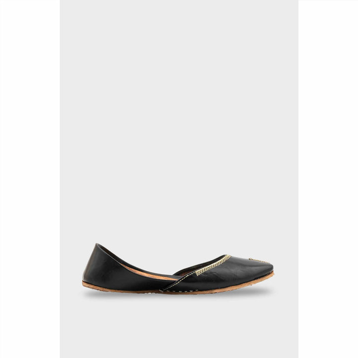 Black Leather Khussa For Women EC8712