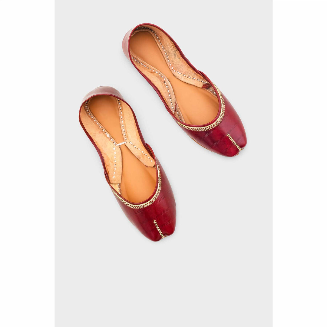 Maroon Leather Khussa For Women EC8712