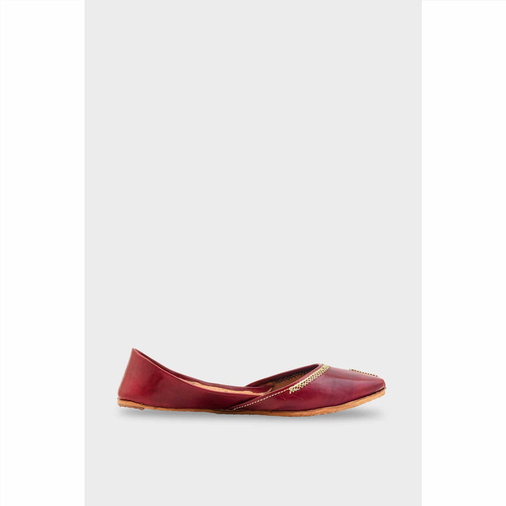 Maroon Leather Khussa For Women EC8712