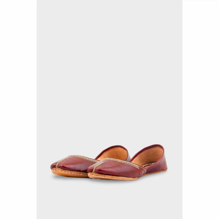 Maroon Leather Khussa For Women EC8712