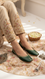 Green Leather Khussa For Women EC8712