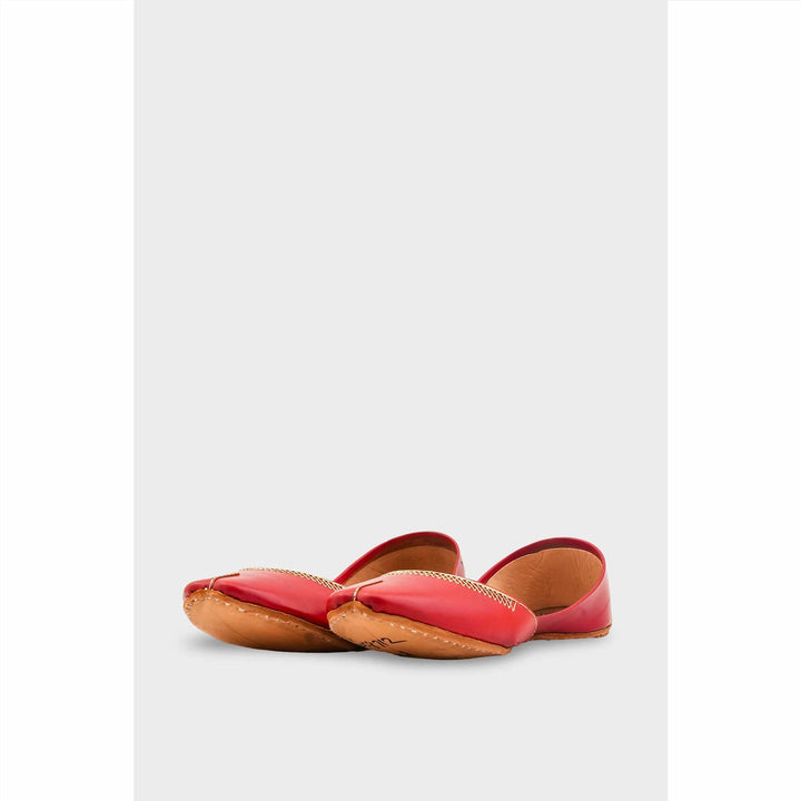 Red Leather Khussa For Women EC8712