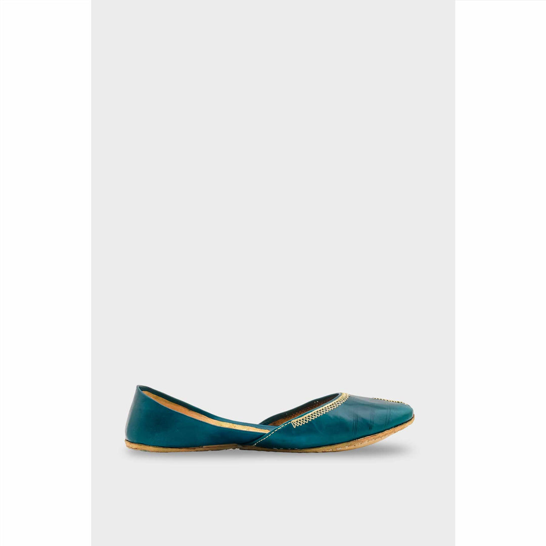 Seagreen Leather Khussa For Women EC8712