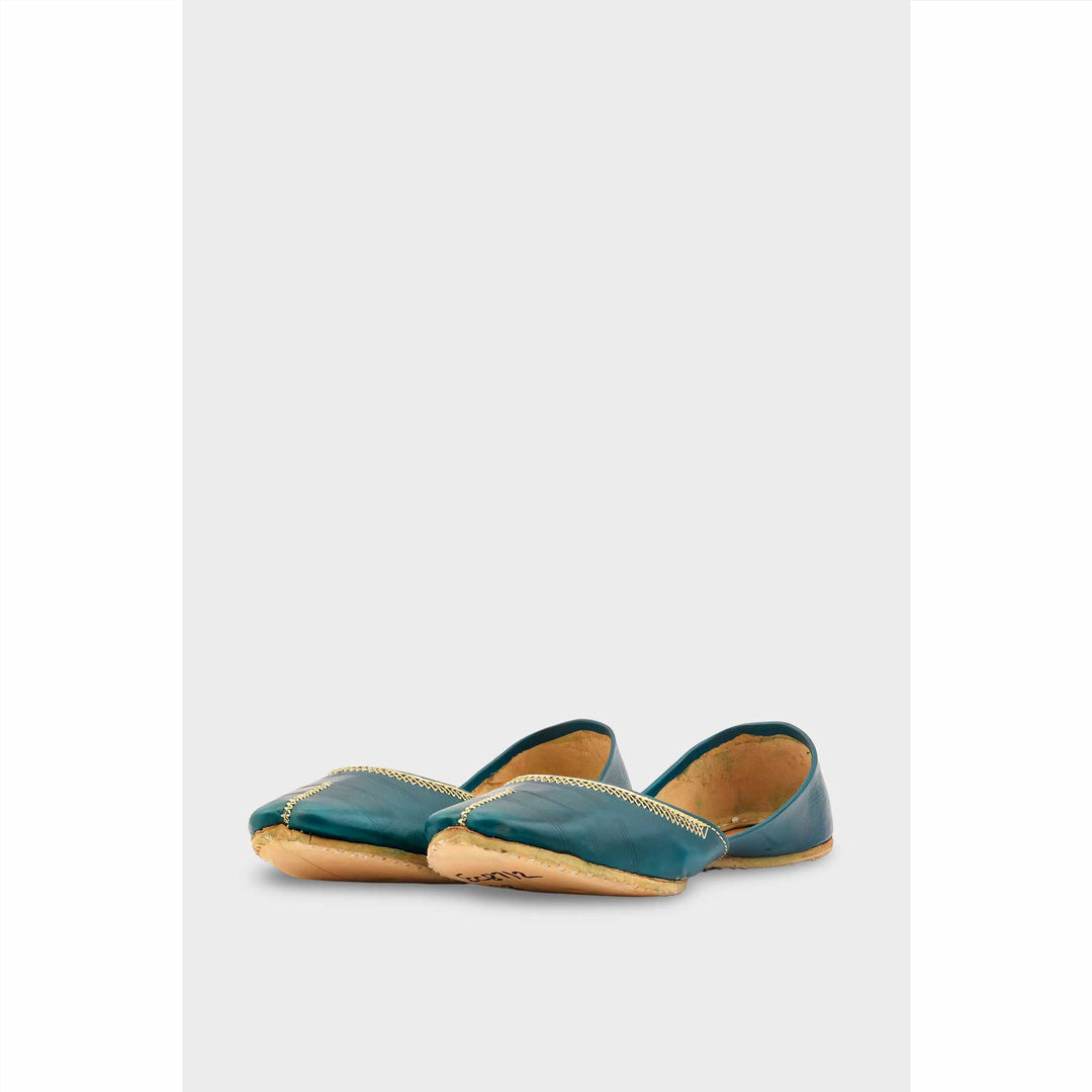 Seagreen Leather Khussa For Women EC8712