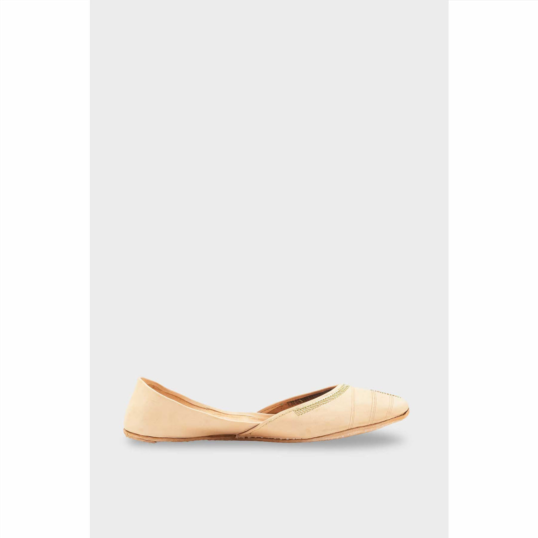 Beige Leather Khussa For Women EC8712