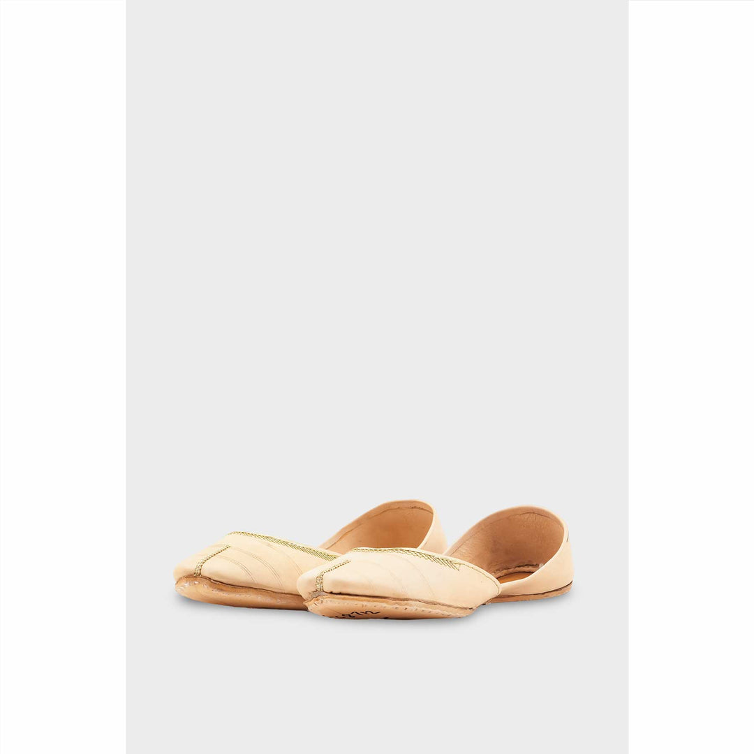 Beige Leather Khussa For Women EC8712