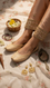 Beige Leather Khussa For Women EC8712