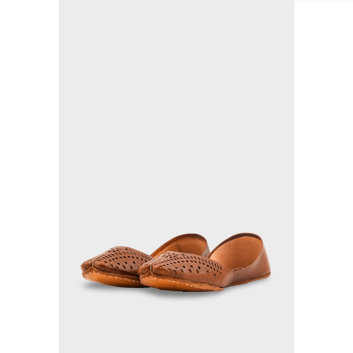 Brown Leather Khussa For Women EC8713