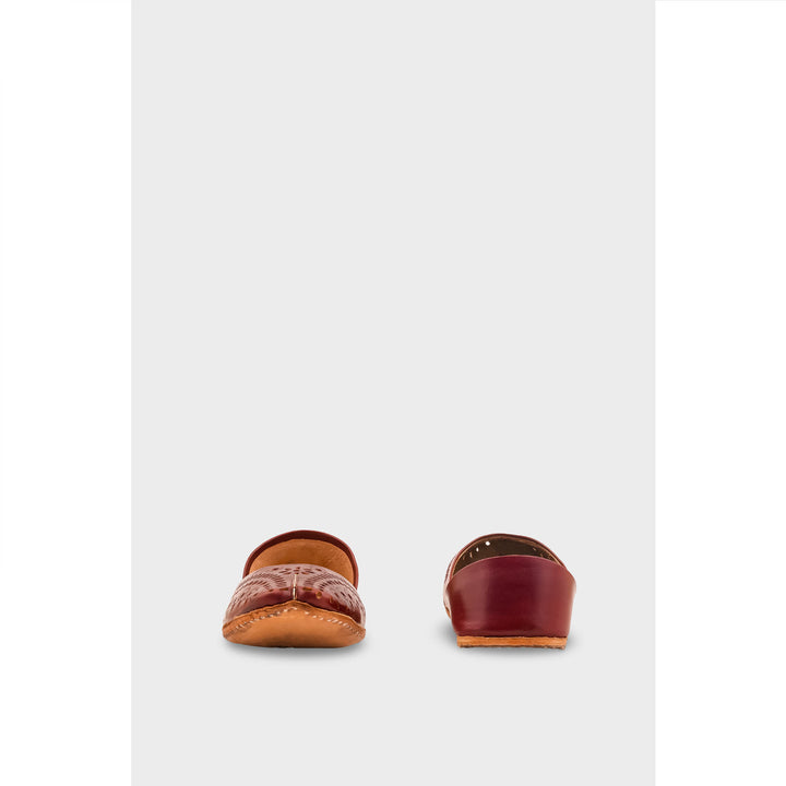 Maroon Leather Khussa For Women EC8713