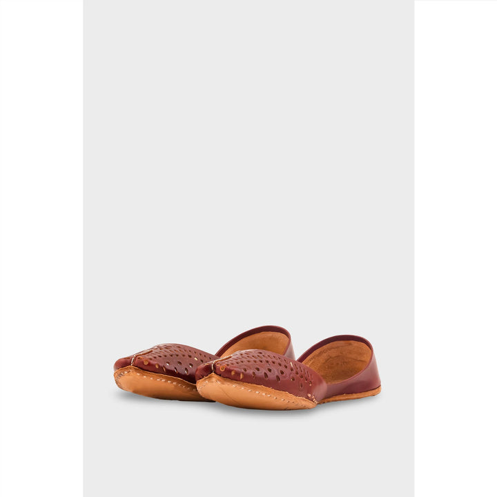 Maroon Leather Khussa For Women EC8713