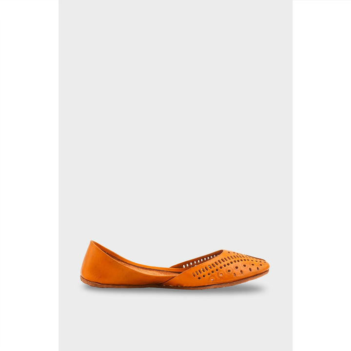 Mustard Leather Khussa For Women EC8713