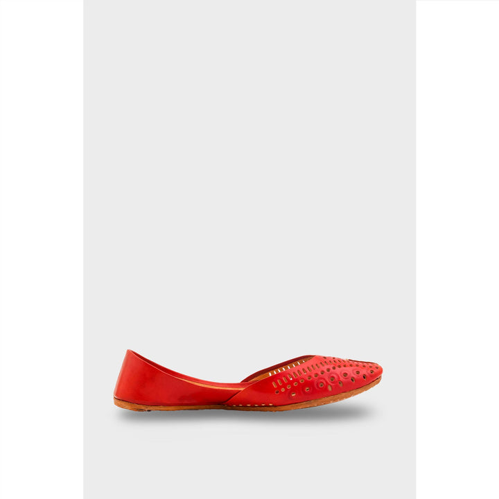 Red Leather Khussa For Women EC8713