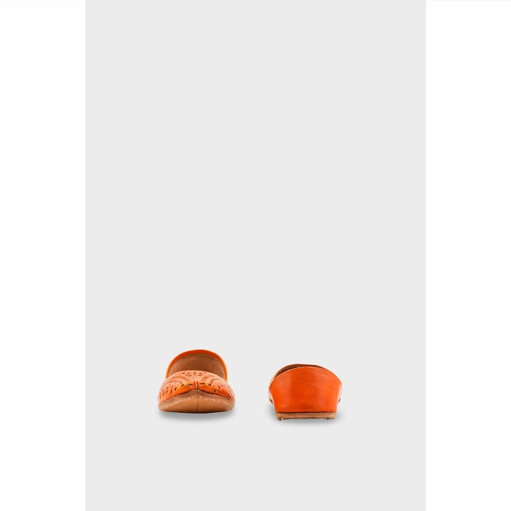 Orange Leather Khussa For Women EC8713