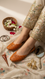 Orange Leather Khussa For Women EC8713