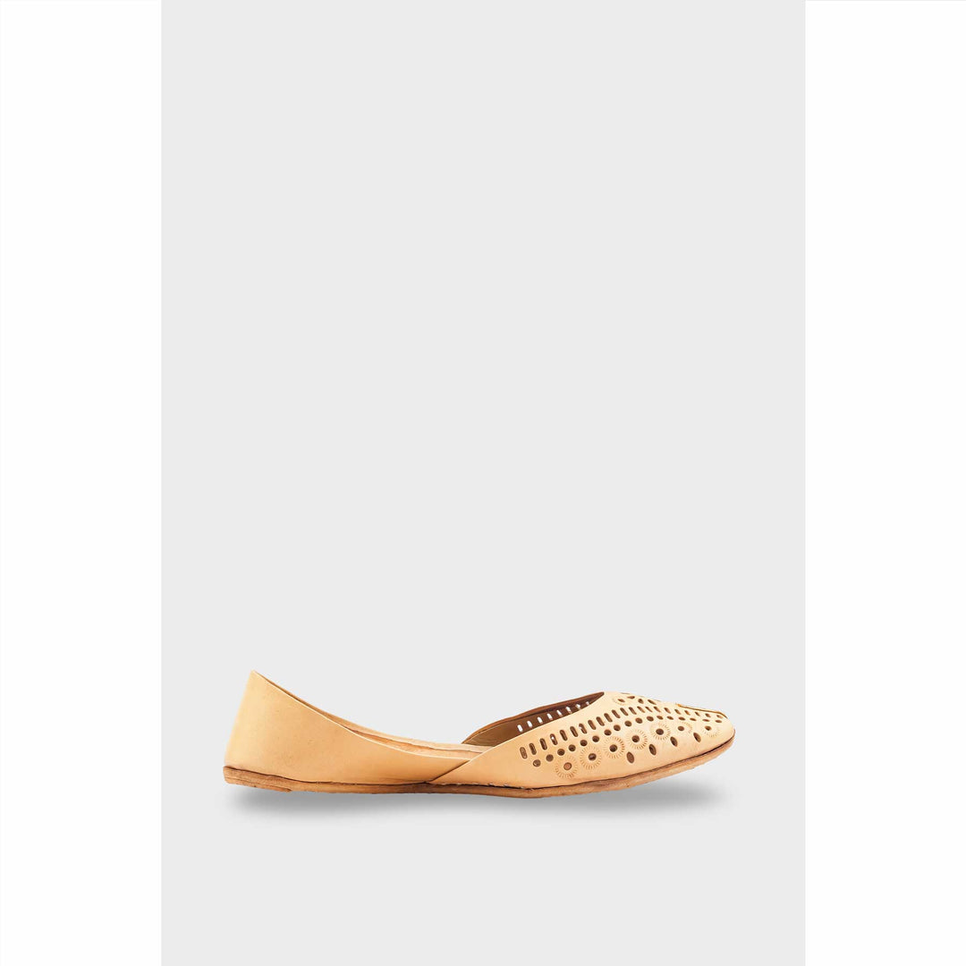 Beige Leather Khussa For Women EC8713