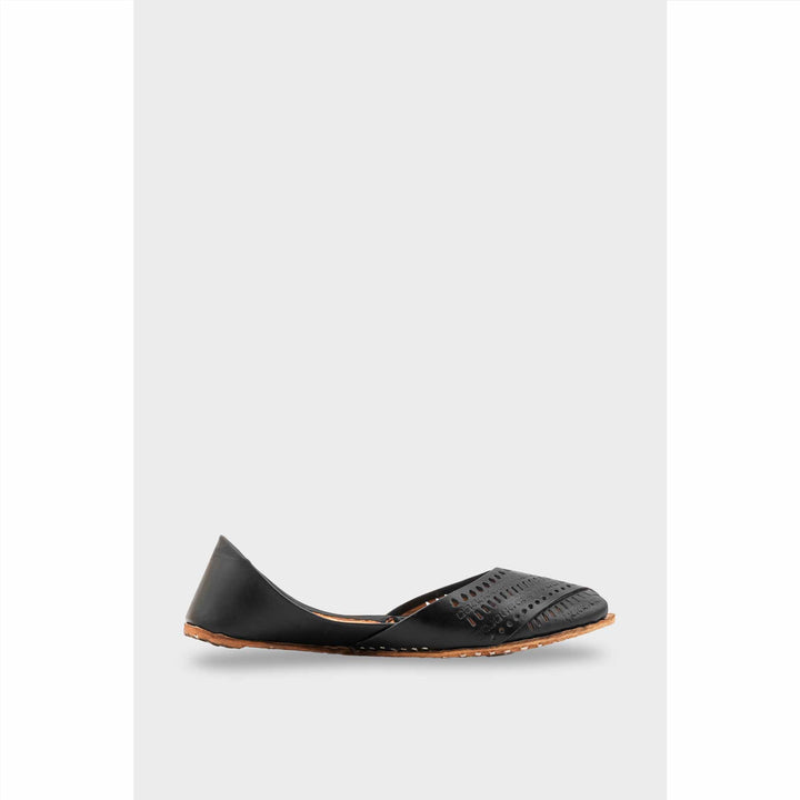 Black Leather Khussa For Women EC8714